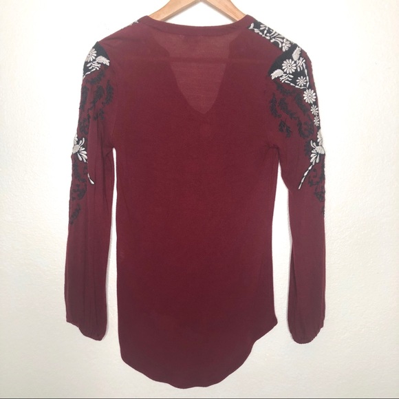 Lucky Brand Top Long Sleeve Embroidered Boho SZ XS - Picture 5 of 8